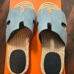 Hermès Blue Denim Sandals